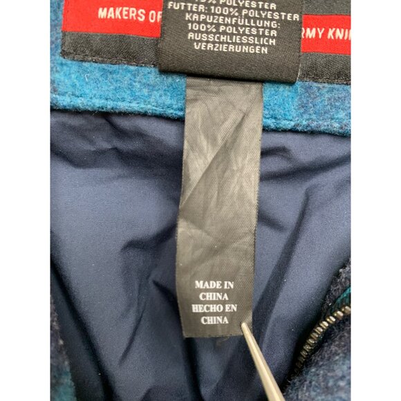 Rare Victorinox Mens Coat Medium Wool Blend Plaid Blue RD10715 - Picture 3 of 16